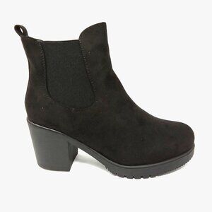Unisa Duna Womens Ankle Bootie Black Faux Suede Chunky Heel Size 7.5